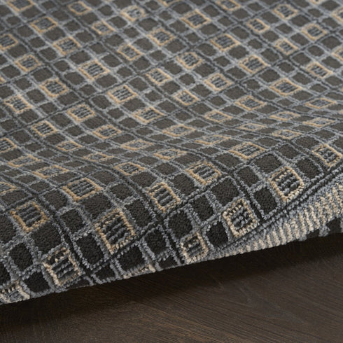 6' Gray Black And Taupe Geometric Runner Rug