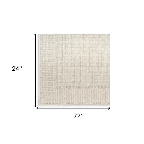 6' Ivory Geometric Runner Rug