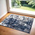 Blue Abstract Power Loom Round Rug