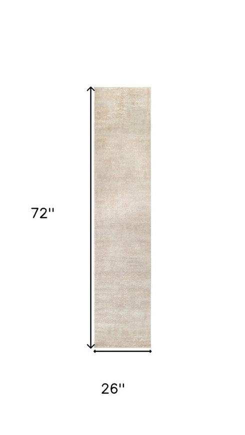 6' Ivory Abstract Runner Rug