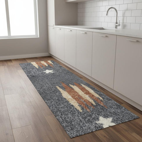 8' Blue Power Loom Runner Rug