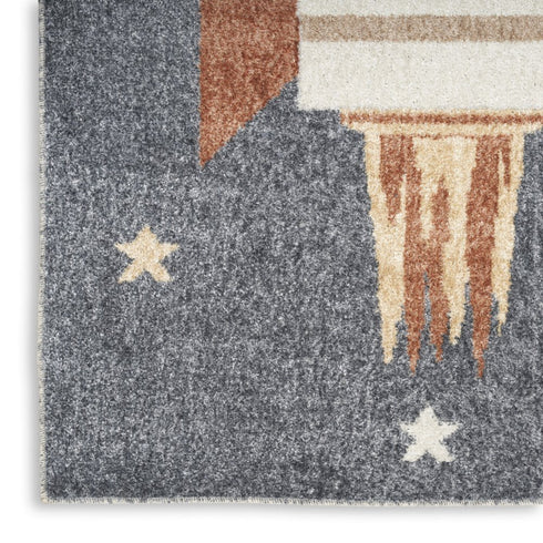 8' Blue Power Loom Runner Rug