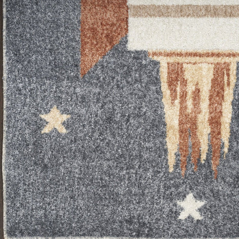 8' Blue Power Loom Runner Rug