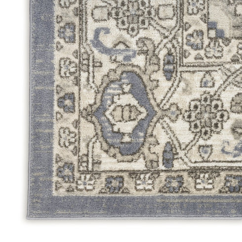 6' Blue Floral Power Loom Runner Rug