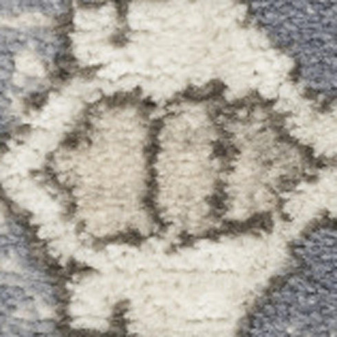 6' Blue Floral Power Loom Runner Rug