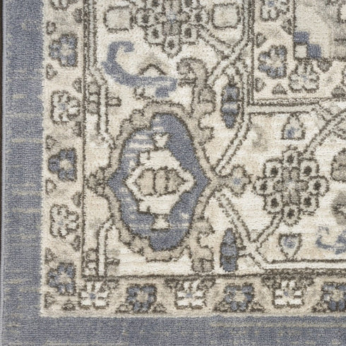 6' Blue Floral Power Loom Runner Rug