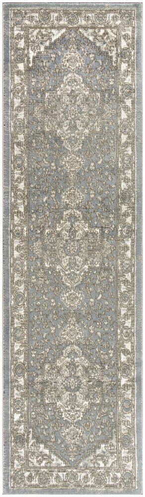 6' Blue Floral Power Loom Runner Rug