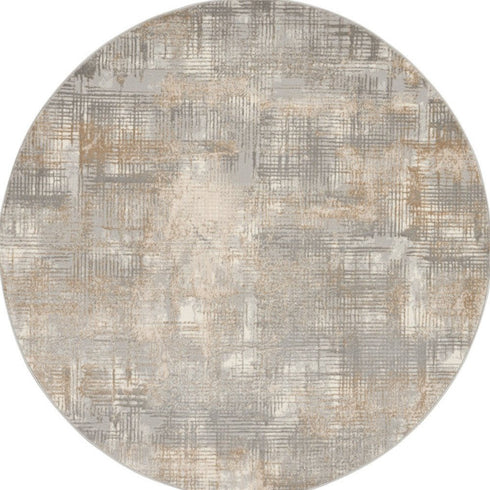 6' Gray Abstract Round Rug