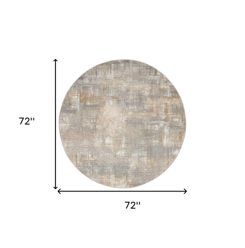 6' Gray Abstract Round Rug