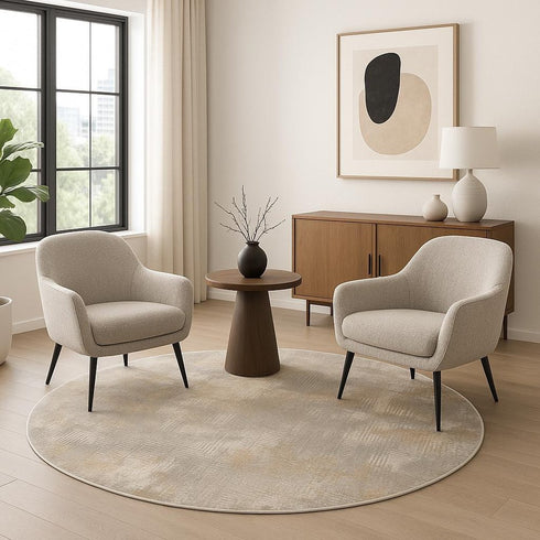 6' Gray Abstract Round Rug