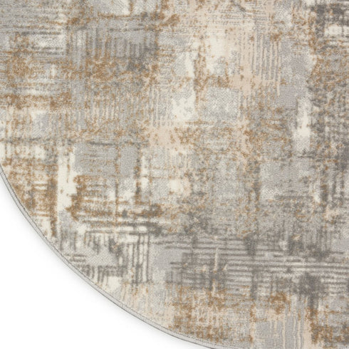6' Gray Abstract Round Rug
