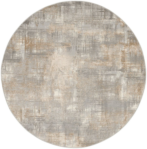 6' Gray Abstract Round Rug