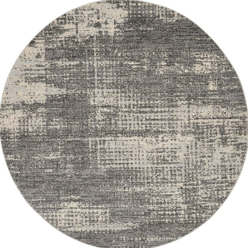 6' Gray Abstract Round Rug