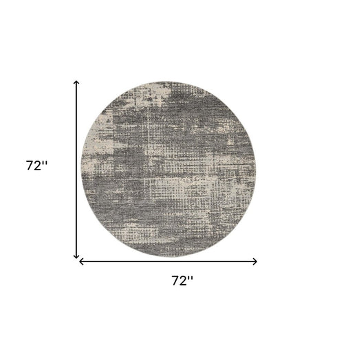 6' Gray Abstract Round Rug