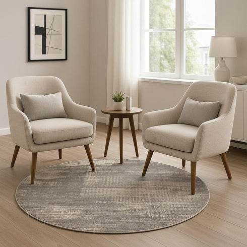 6' Gray Abstract Round Rug