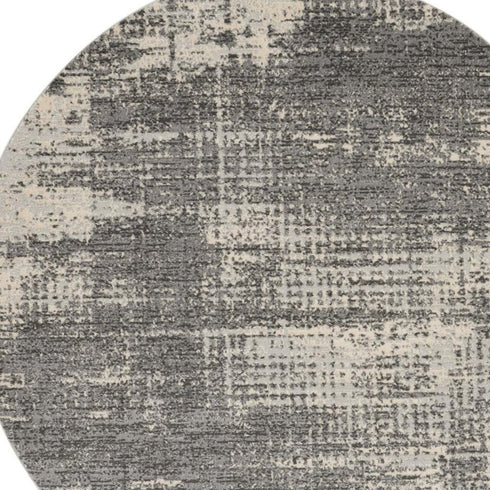 6' Gray Abstract Round Rug