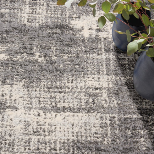 6' Gray Abstract Round Rug