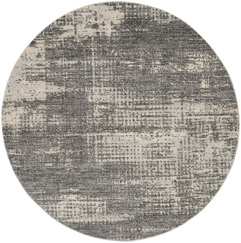 6' Gray Abstract Round Rug