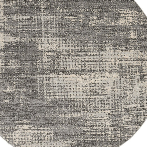 6' Gray Abstract Round Rug