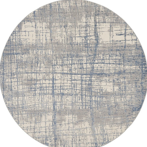 8' Ivory Abstract Round Rug
