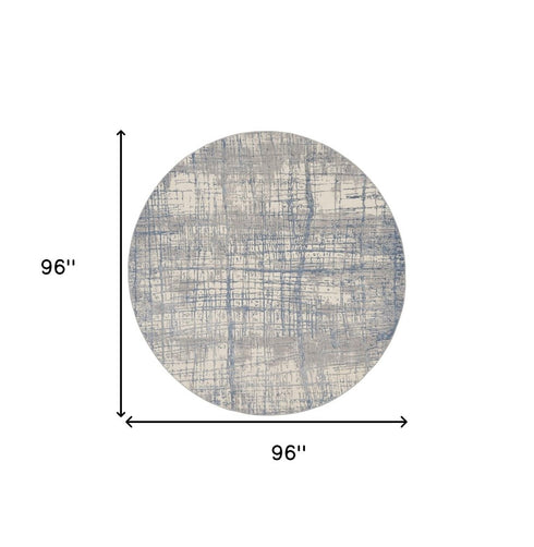 8' Ivory Abstract Round Rug