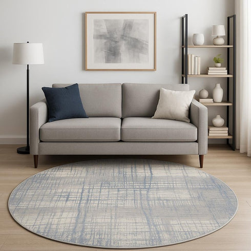 8' Ivory Abstract Round Rug