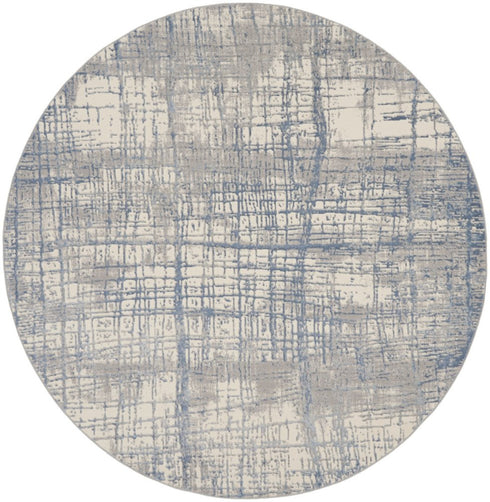 8' Ivory Abstract Round Rug