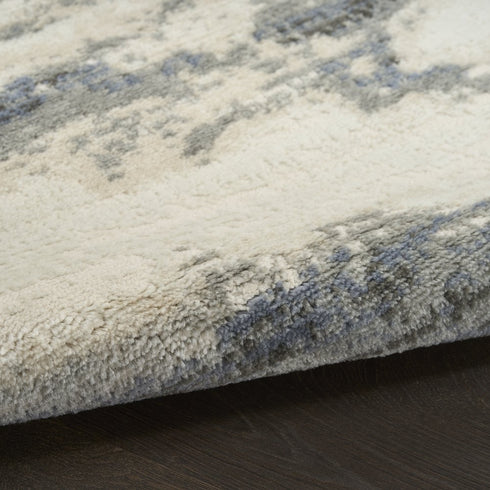 8' Blue Abstract Runner Rug