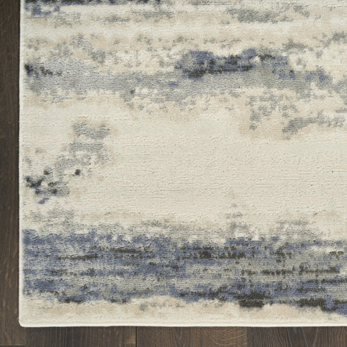 8' Blue Abstract Runner Rug