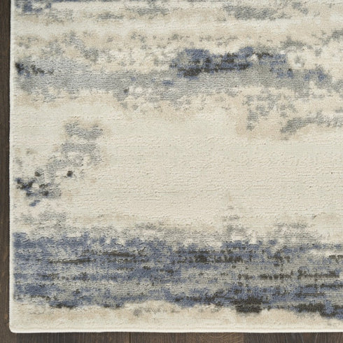 8' Blue Abstract Runner Rug