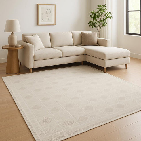8' X 10' Beige Geometric Area Rug