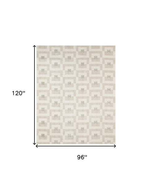 8' X 10' Beige Geometric Area Rug