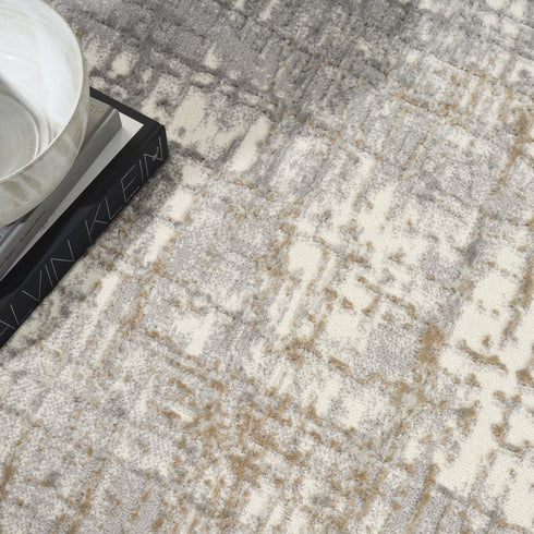 7' Ivory Abstract Runner Rug