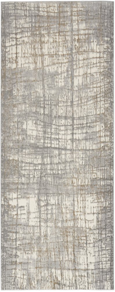 7' Ivory Abstract Runner Rug