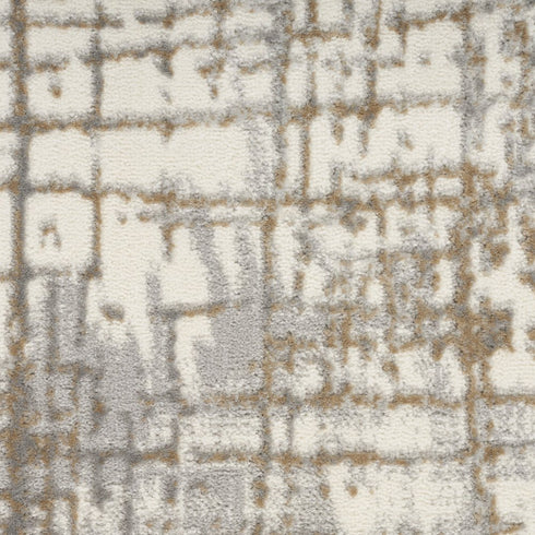 7' Ivory Abstract Runner Rug