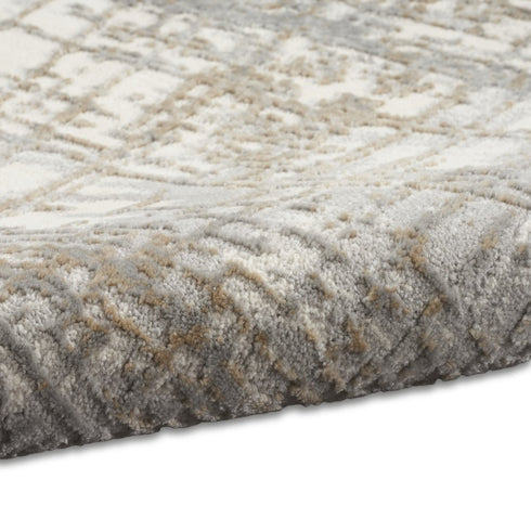 7' Ivory Abstract Runner Rug