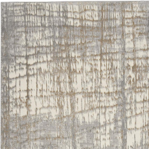 7' Ivory Abstract Runner Rug