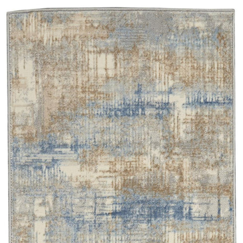 7' Beige Abstract Runner Rug