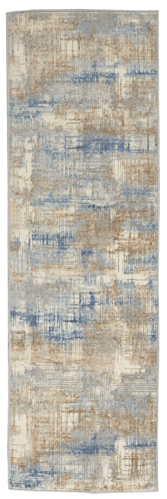 7' Beige Abstract Runner Rug