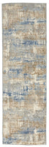 7' Beige Abstract Runner Rug