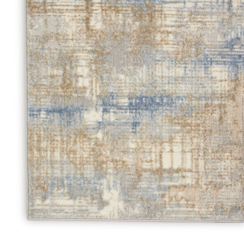 7' Beige Abstract Runner Rug