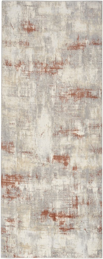 7' Gray Abstract Runner Rug