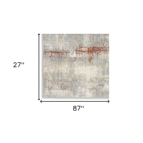 7' Gray Abstract Runner Rug
