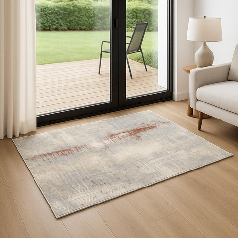 7' Gray Abstract Runner Rug
