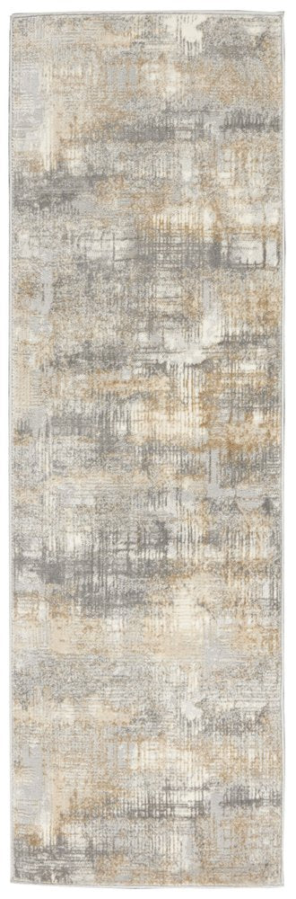 7' Gray Abstract Runner Rug