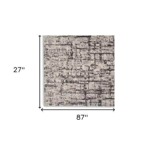 7' Gray Abstract Runner Rug