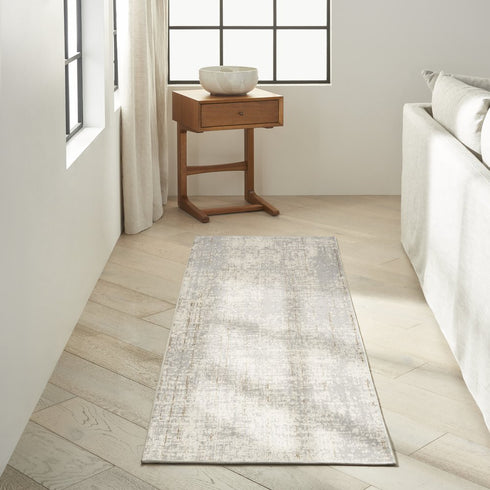 7' Gray Abstract Runner Rug