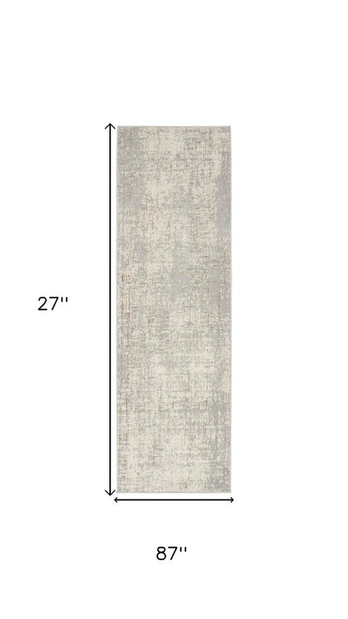 7' Gray Abstract Runner Rug