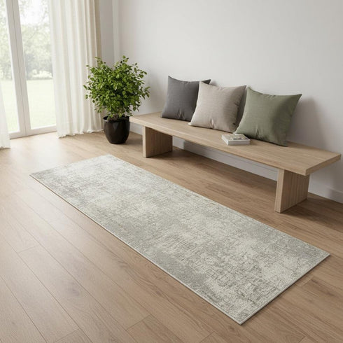 7' Gray Abstract Runner Rug
