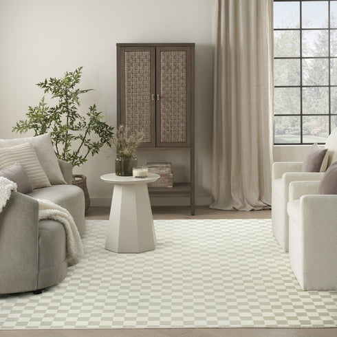 8' X 10' Ivory Checkered Area Rug